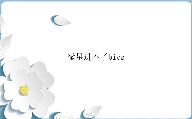 微星进不了bios