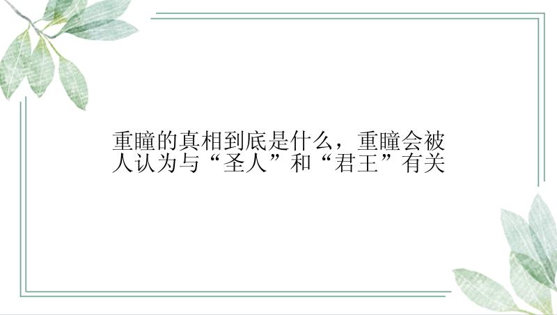 重瞳的真相到底是什么，重瞳会被人认为与“圣人”和“君王”有关