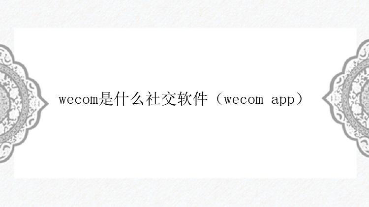 wecom是什么社交软件（wecom app）