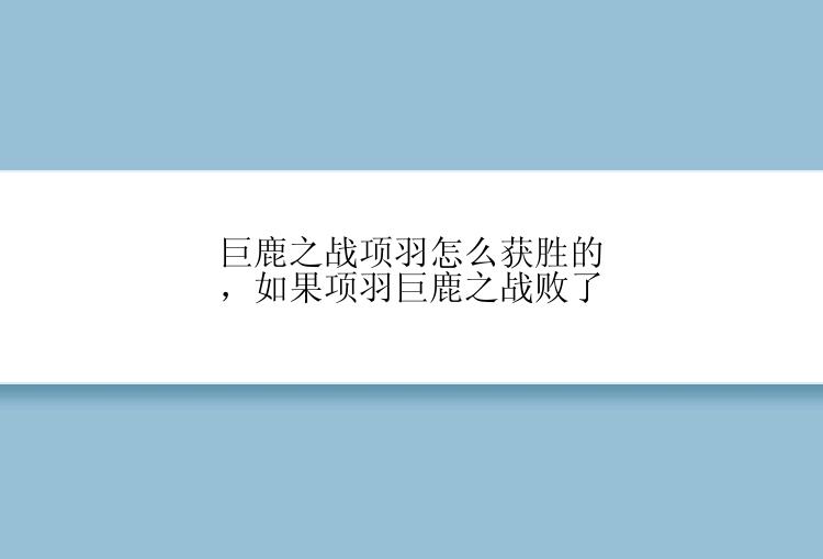 巨鹿之战项羽怎么获胜的，如果项羽巨鹿之战败了