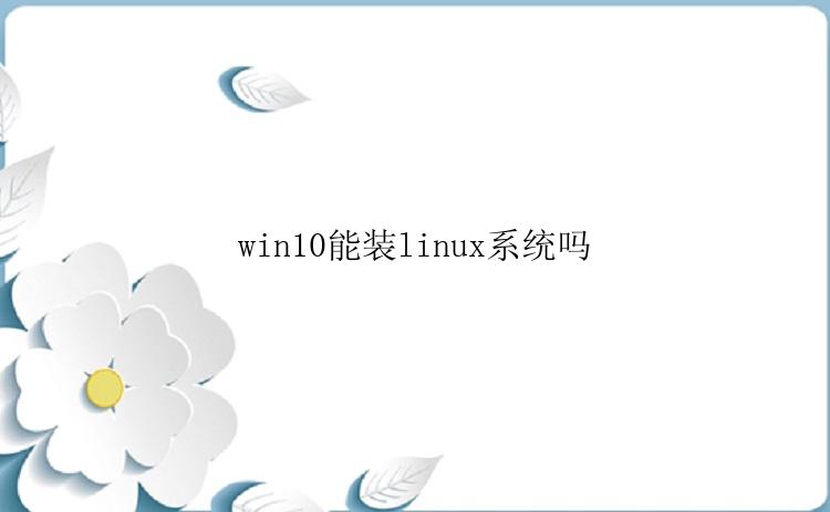 win10能装linux系统吗