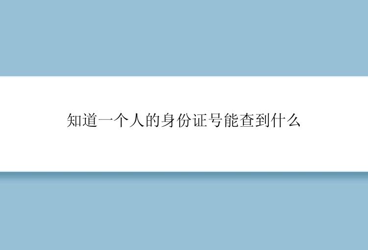 知道一个人的身份证号能查到什么