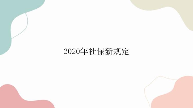 2020年社保新规定