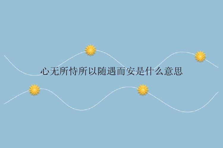 心无所恃所以随遇而安是什么意思