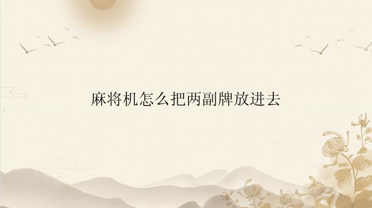 麻将机怎么把两副牌放进去