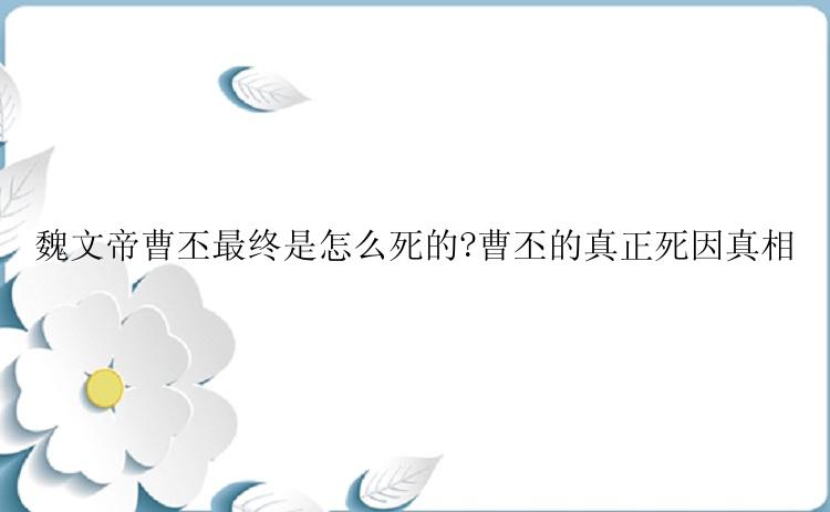 魏文帝曹丕最终是怎么死的?曹丕的真正死因真相