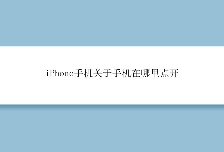 iPhone手机关于手机在哪里点开