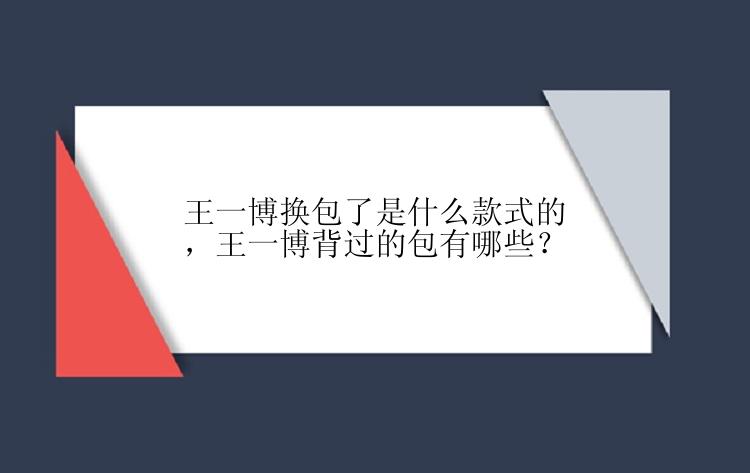 王一博换包了是什么款式的，王一博背过的包有哪些？