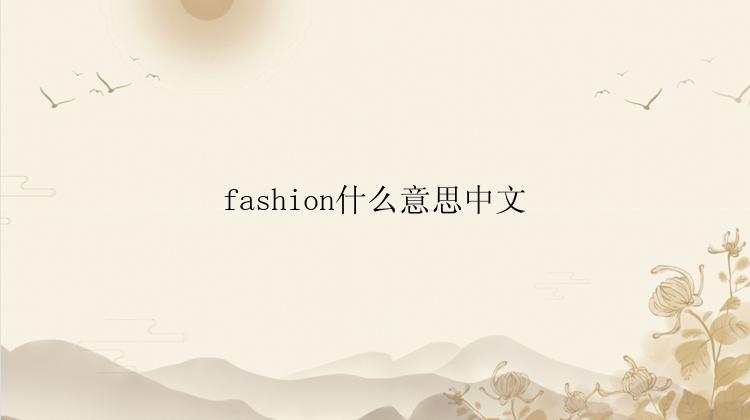 fashion什么意思中文