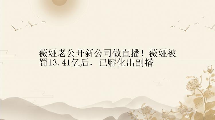 薇娅老公开新公司做直播！薇娅被罚13.41亿后，已孵化出副播