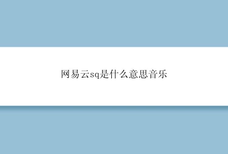 网易云sq是什么意思音乐