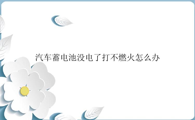 汽车蓄电池没电了打不燃火怎么办