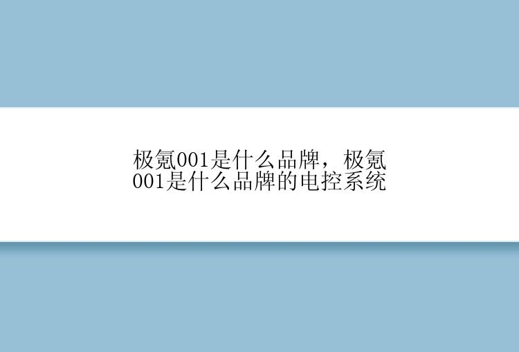 极氪001是什么品牌，极氪001是什么品牌的电控系统