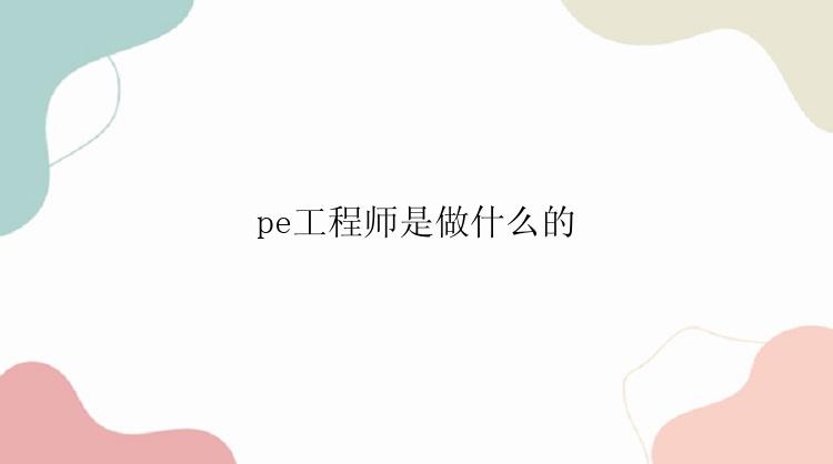 pe工程师是做什么的