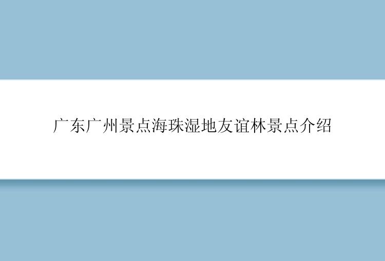 广东广州景点海珠湿地友谊林景点介绍