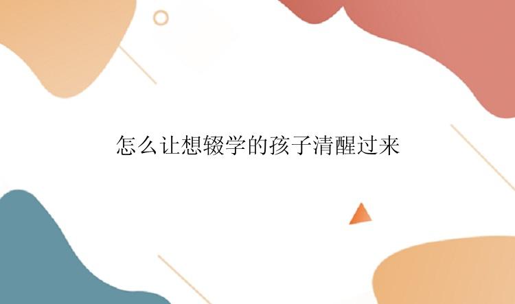 怎么让想辍学的孩子清醒过来