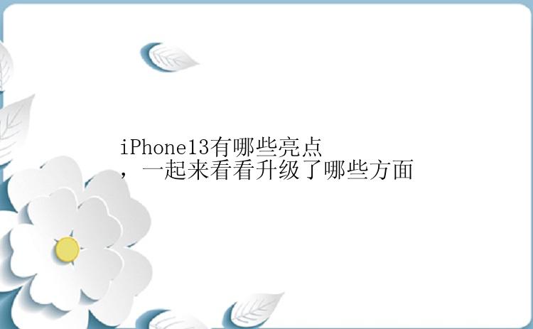 iPhone13有哪些亮点，一起来看看升级了哪些方面