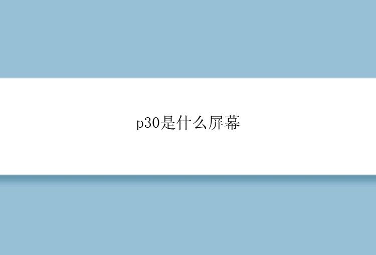 p30是什么屏幕