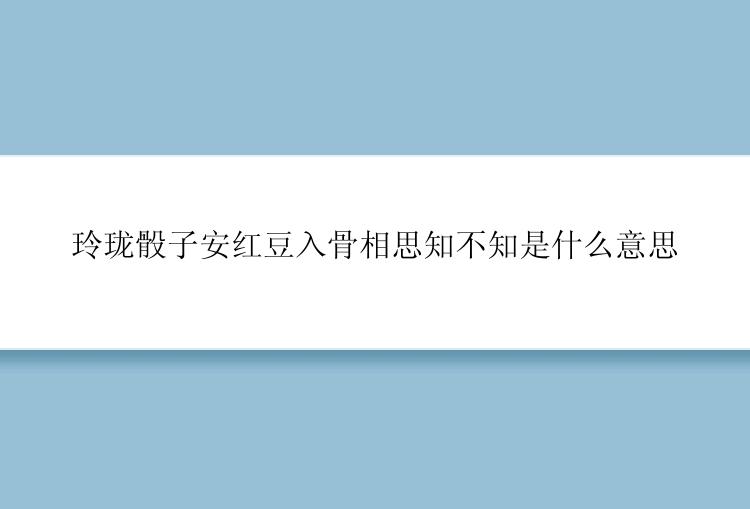 玲珑骰子安红豆入骨相思知不知是什么意思