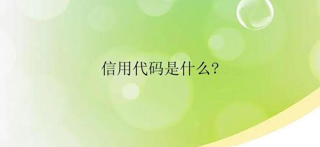 信用代码是什么?