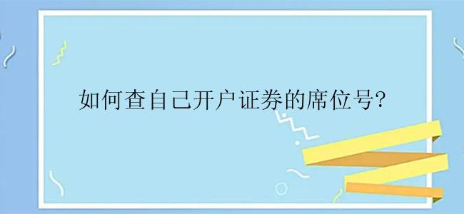 如何查自己开户证券的席位号?