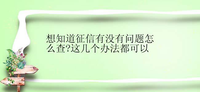 想知道征信有没有问题怎么查?这几个办法都可以