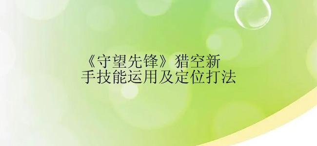 《守望先锋》猎空新手技能运用及定位打法