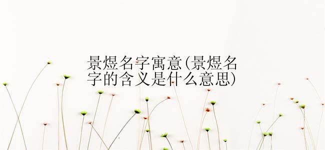 景煜名字寓意(景煜名字的含义是什么意思)