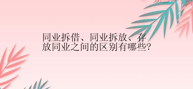 同业拆借、同业拆放、存放同业之间的区别有哪些?