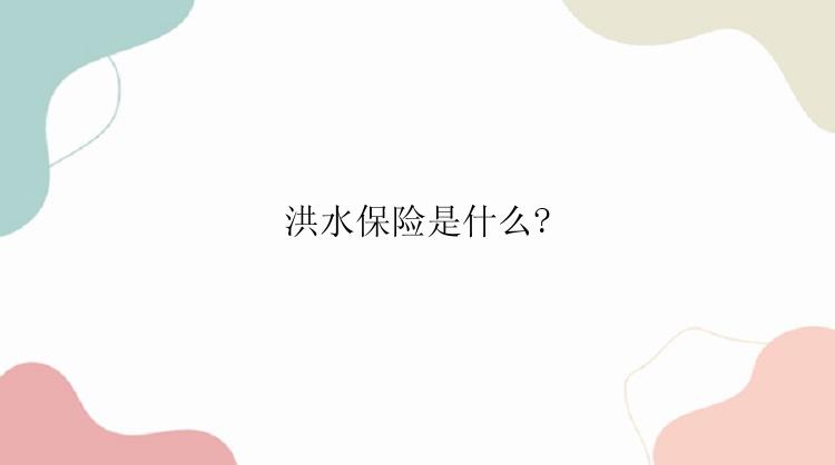 洪水保险是什么?