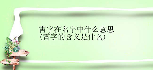 霄字在名字中什么意思(霄字的含义是什么)