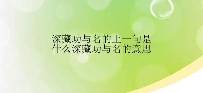 深藏功与名的上一句是什么深藏功与名的意思