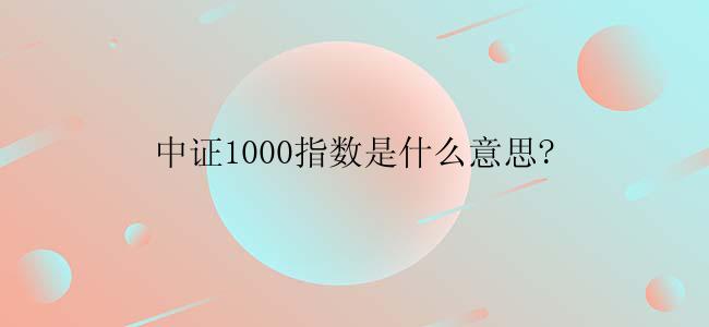 中证1000指数是什么意思?