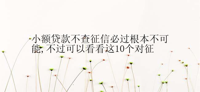 小额贷款不查征信必过根本不可能,不过可以看看这10个对征