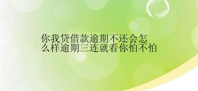 你我贷借款逾期不还会怎么样逾期三连就看你怕不怕