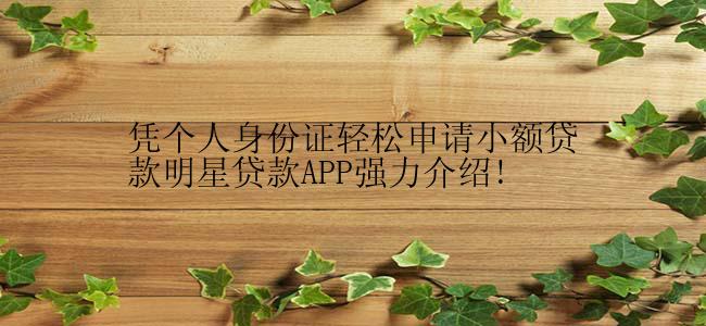 凭个人身份证轻松申请小额贷款明星贷款APP强力介绍!