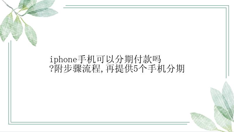 iphone手机可以分期付款吗?附步骤流程,再提供5个手机分期