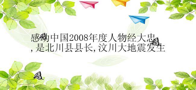 感动中国2008年度人物经大忠,是北川县县长,汶川大地震发生