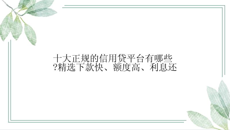 十大正规的信用贷平台有哪些?精选下款快、额度高、利息还