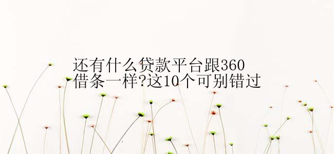 还有什么贷款平台跟360借条一样?这10个可别错过