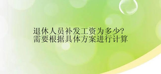 退休人员补发工资为多少?需要根据具体方案进行计算