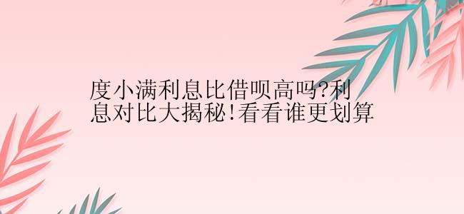 度小满利息比借呗高吗?利息对比大揭秘!看看谁更划算