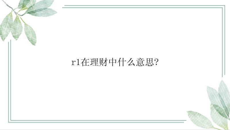 r1在理财中什么意思?