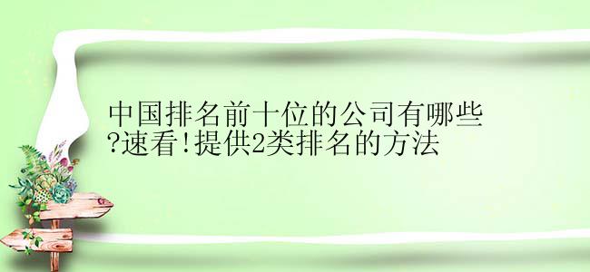 中国排名前十位的公司有哪些?速看!提供2类排名的方法