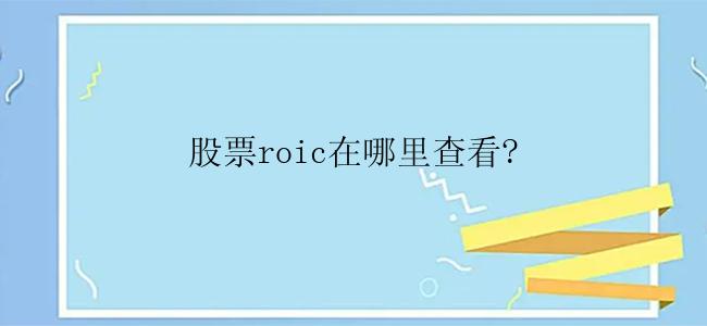 股票roic在哪里查看?