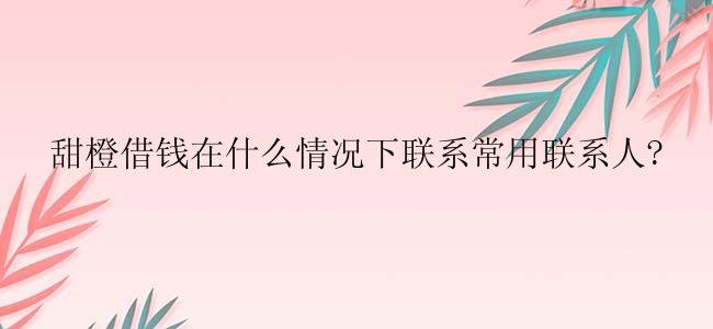 甜橙借钱在什么情况下联系常用联系人?