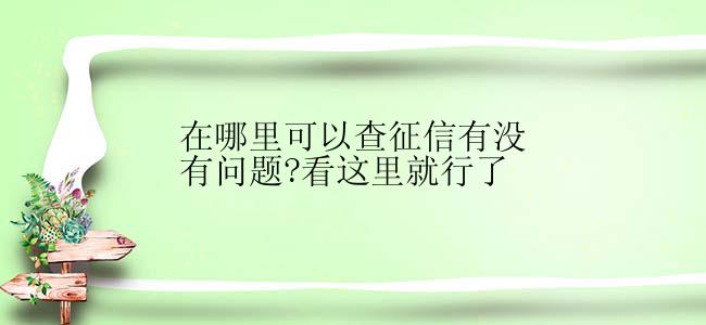 在哪里可以查征信有没有问题?看这里就行了