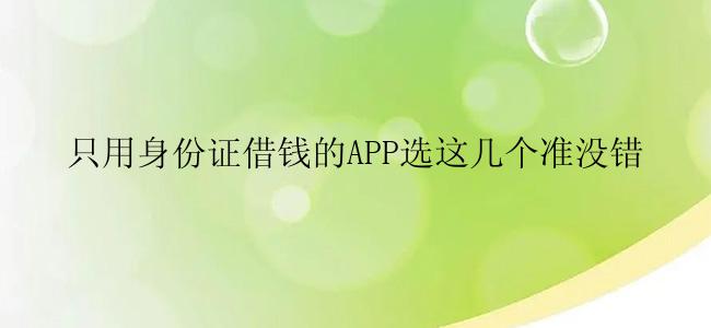 只用身份证借钱的APP选这几个准没错