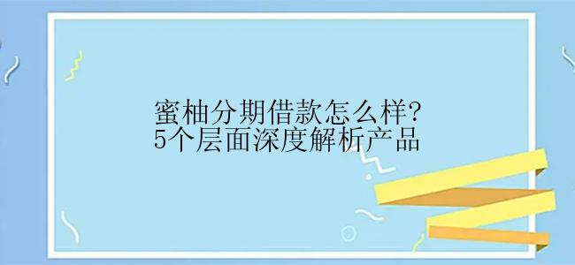 蜜柚分期借款怎么样?5个层面深度解析产品