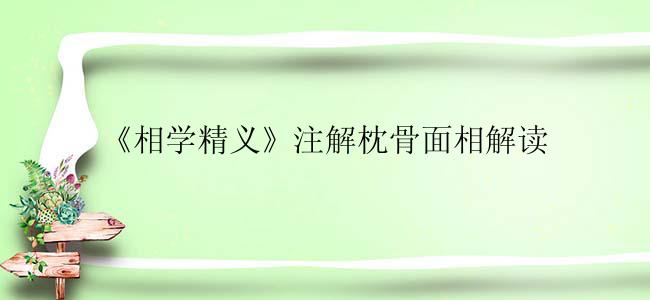 《相学精义》注解枕骨面相解读